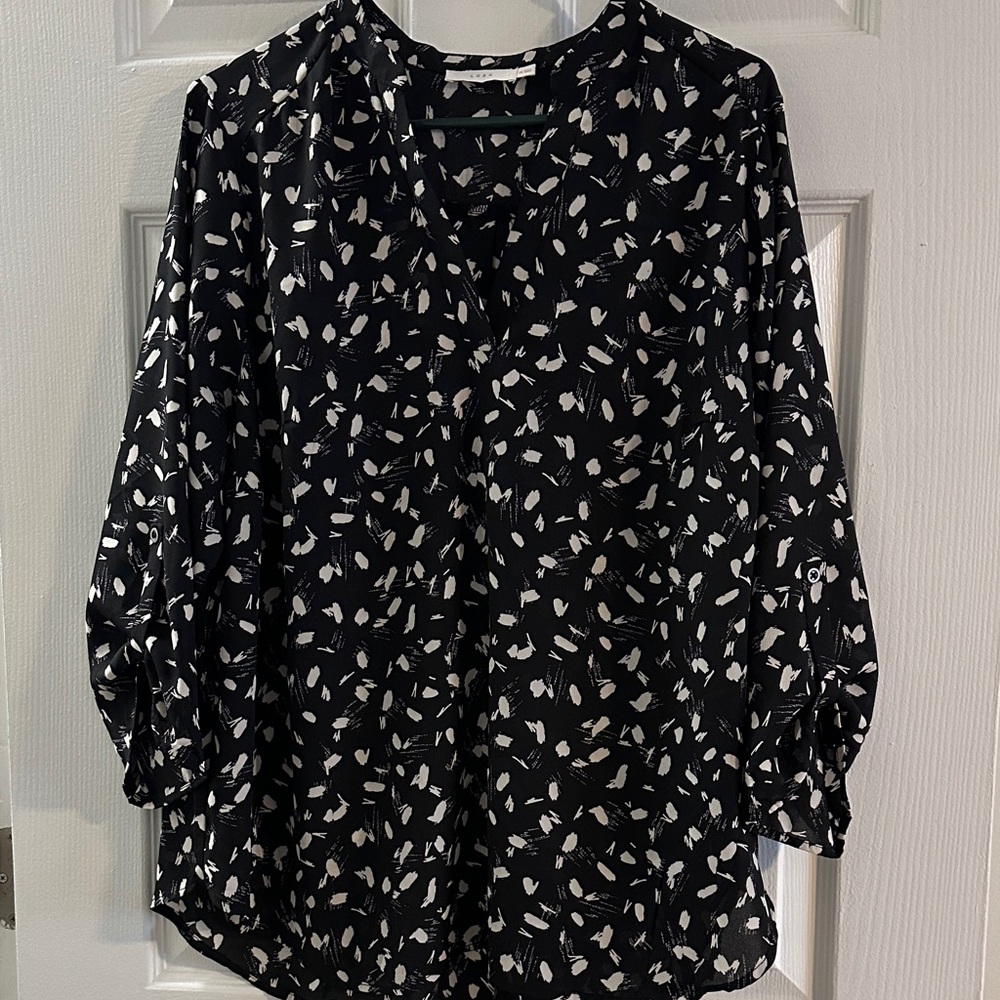 Lush Black and White Patterned Blouse